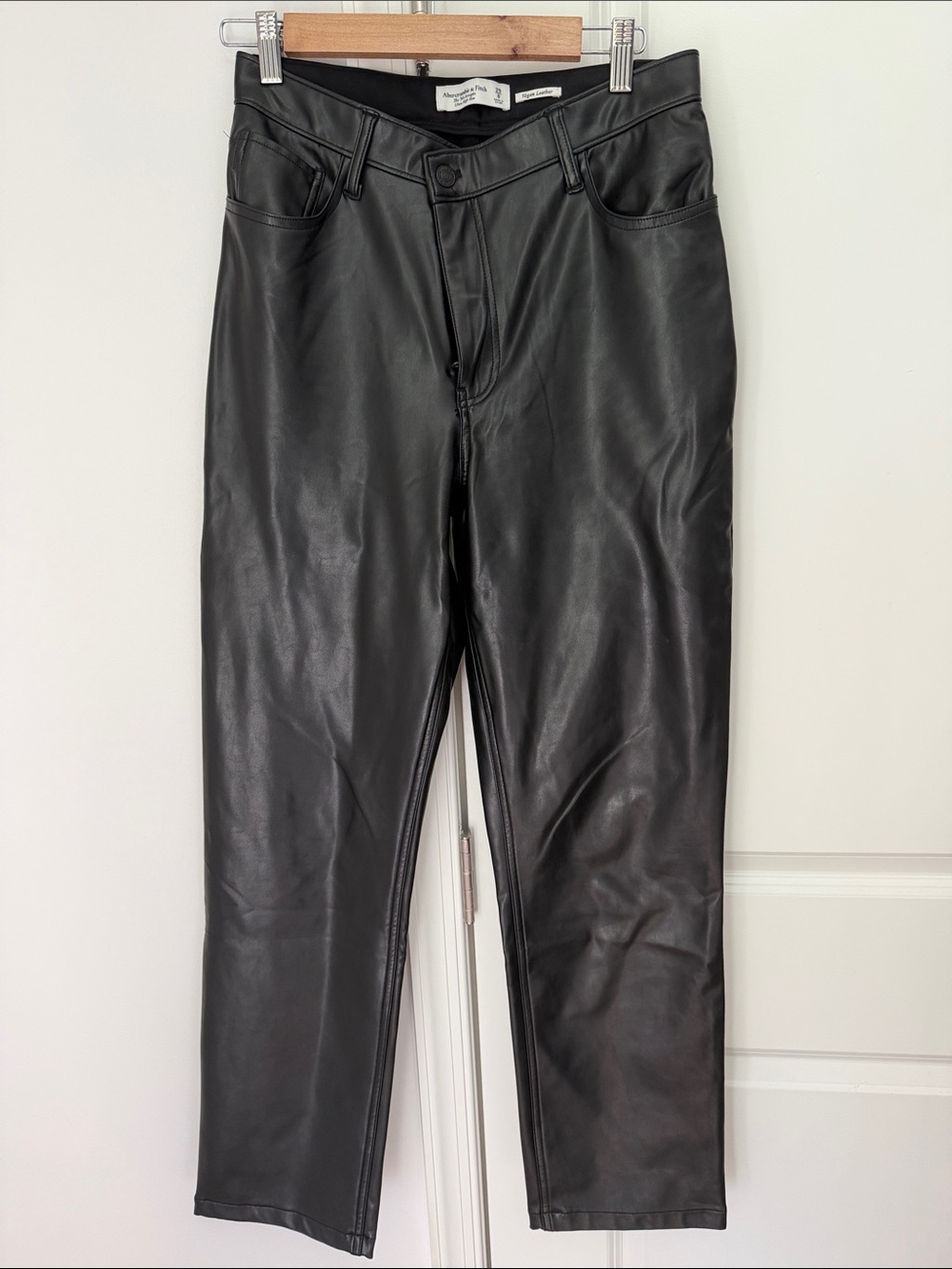 Abercrombie & Fitch Black Vegan Leather Straight Jeans